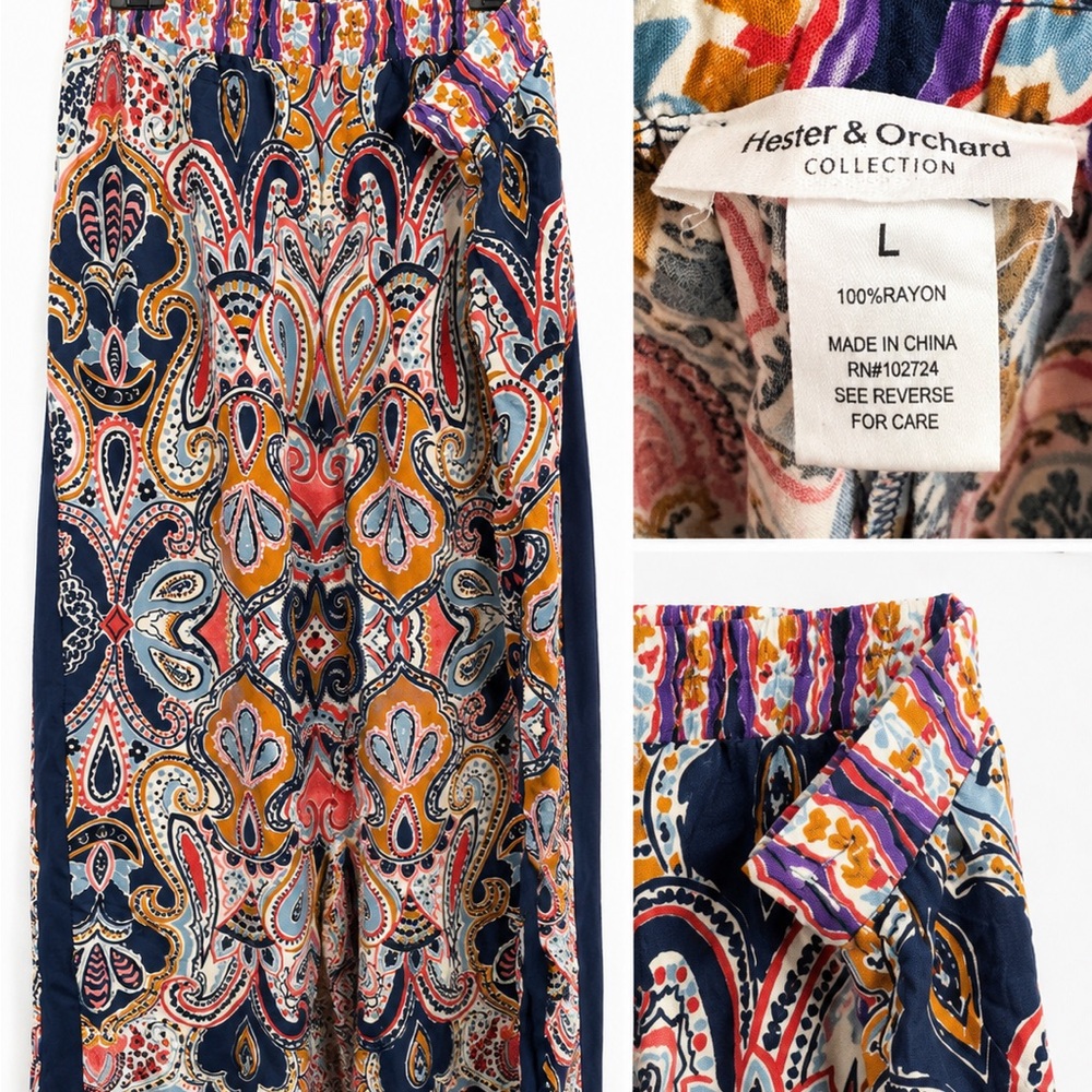 Hester & Orchard Multicolor Paisley Rayon Palazzo Pants